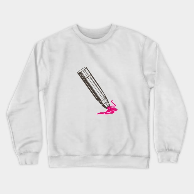 Illustration of Pink blush lipstick turned upside down Crewneck Sweatshirt by IngaDesign